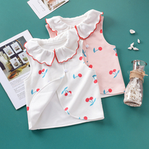 Girls double-layer waistcoat spring and autumn thin models wearing foreign baby girls Baby Cotton small vest waistcoat shoulder horse clip