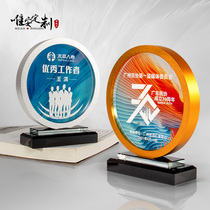 Metal Crystal Trophy Customized Medals Customized High-end Five-pointed Star Round Creative Gold and Silver Bronze Trophy Annual Meeting Awards