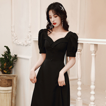 Famous Yuan Small Evening Dress 2022 New Black High-end Elegant Temperament Can Normally Wear Banquets Long Dresses Dresses Dresses