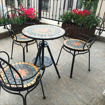 Balcony table and chair iron mosaic minimally modern outdoor villa patio terrace garden casual chair three piece set