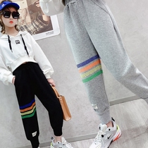 Girls Pants 2021 Spring and Autumn Sports Pants Childrens Fashion Foreign Wear Pants Casual Harlem Pants