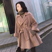 Sandro Fashiong brand cashmere coat womens short winter coat womens little pink Black