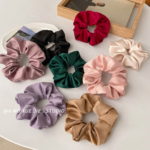 Large Intestine Hair Circles Pure Color Advanced Sensual Silk Satin Pasta Style Temperament Retro Ins Brief Hair Rope South Korea Headwear