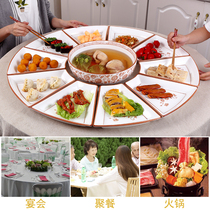 Net red same family dinner plate seafood platter hotel tableware brine set plate reunion ceramic combination platter