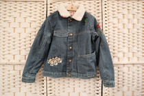 Broken clearance girl winter dress denim cotton jacket detachable cotton coat