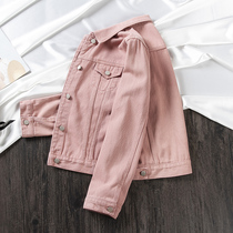 Pink Cowboy coat girl short 2022 Spring and Autumn new loose Han edition in Lindui Gas Workshop