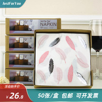 Color napkin printed paper towel Cup flower paper Hotel set-up table paper towel feather hot silver decorative paper towel 50 sheets per box