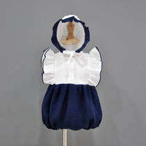 Korean baby Summer clothes female treasure cotton jumpsuit Princess thin short sleeve ha clothes newborn suit out climbing clothes