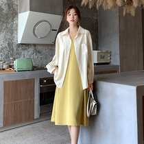 Pregnant Woman Summer Dress Long Sleeve Shirt Sunscreen Pendant With Dress Two Sets Skirt 2022 New Summer Snowspun Dress Dress