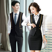 Men and women with the same vest aviation uniform high-speed rail flight attendant professional suit women autumn and winter front desk work