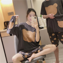 Day Tie Lovers Short Sleeve Shorts Pyjamas Summer Thin pure cotton cartoon Little Bear Home Suit Big Code 200 Catty Suit
