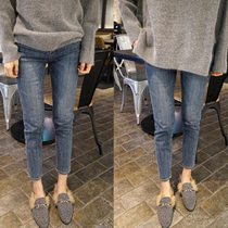 Spring and autumn thickened velvet pregnant women jeans wear nine-point small feet fashion tights tide mother short winter clothes