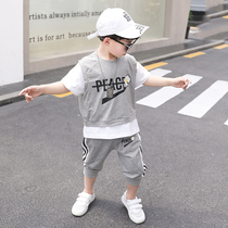 Day Series Fashion Children Short Sleeve T-shirt Suit 2022 New Summer Clothing Boy 100 Hitch Leisure Sports Two Sets Eben