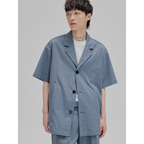 NANS  zero dyed fiber split design semi - Tibetan pocket retro - pin - shaped short sleeve jacket