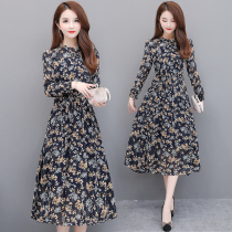 Printed pop dress 2021 Early autumn new womens clothing collection waist up slim fit with feminity small crummy dresses