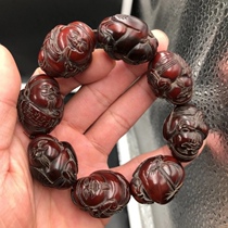 Wenplay genuine Tibetan Red old yak horn carefully carved eight gods of wealth Buddha beads handstring bracelet handlebar