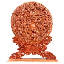Authentic peach wood Jiulong Xianrui ornaments peach wood mirror help business wall hanging jewelry shop opening gift