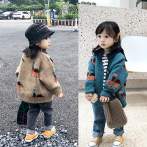 City of beauty girl baby long sweater cardigan 20 winter New Girl child thick jacquard cute