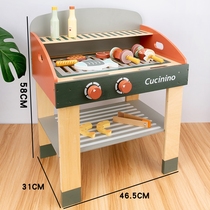 Wooden simulation barbecue set set Baby house childrens kitchen toys BBQ fruit cut Christmas gifts