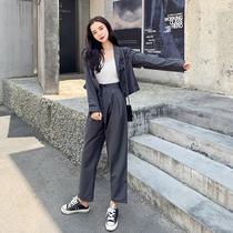 Autumn small man high suit suit womens two-piece suit 2019 new loose Korean version of the short suit jacket