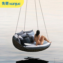 Outdoor swing rocking chair courtyard room adult cradle chair hanging basket open-air balcony original design master rattan hammock