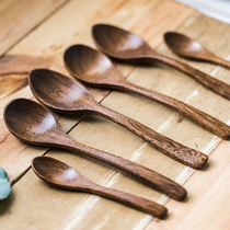 Solid Wood handmade non-lacquered cute long handle spoon set Japanese chicken wing wood spoon children childrens spoon home