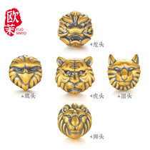 Gold Zodiac Tiger Head Transfer Bead Cool Trendy Cyanide Free Black Gold Dragon Head Wolf Head Passepartout Lion Head Mens Bracelet