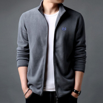 Spring and Autumn Mens Cardigan Jacket Korean version of the trend youth T-shirt stand collar slim with zipper sports sweater men long sleeve