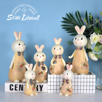 Pastoral style rabbit ornaments TV cabinet room desktop home accessories creative cute resin animal decorations