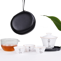 White ceramic travel tea set portable package simple outdoor handcup cup three cups of small set tea set tea