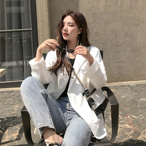 Net red white blazer womens summer thin British style Korean version loose and wild casual suit suit spring and autumn