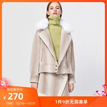 Lily new women fashionable handsome wool locomotive big lapel loose profile woolen coat 3940