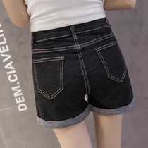 Fat sister 200 Jin size womens summer new high waist denim shorts Korean version of net red hot pants high elasticity