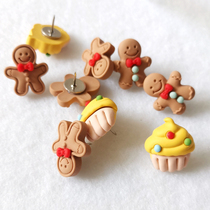Gingerbread Man cake Christmas biscuit I-shaped pushpin Cork felt message wall creative color I-shaped nail Big Head push nail creative pushpin drawing small pushpin Photo Wall small nail