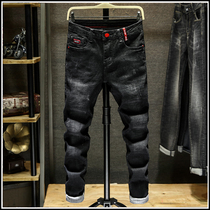 Black spring and autumn jeans men slim small feet trend Joker 2021 new men straight casual long pants