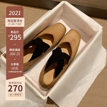 Mr Sheng ~ Pig nose vintage French ballet single shoes women cross with square head outside wearing flat summer dance shoes