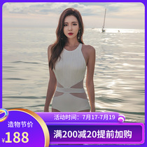 Swimsuit women 2021 new one-piece Korean small chest gathered swimsuit womens sense of thin belly hot spring bikini women