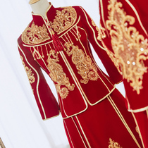 Velvet show 2021 New Chinese wedding bride dress thin Chinese style wedding toast summer