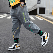 Boys jeans 2021 new foreign style childrens autumn spring and autumn trousers Korean Haren pants tide