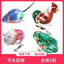 Childrens baby clockwork will run small animal baby toddler on top of string sheet metal frog toy 0-1 years old