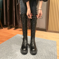 Boots womens 2020 new winter lace-up mid-barrel high-barrel Martin boots but knee boots small knight boots