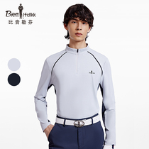 (Quick-drying fiber) Bjørn Löfven Spring Sport Casual Contrast Stand-Up Long Sleeve t-Shirt Mens Top