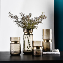 Nordic Creative Light Lavish Tea Color Glass Vase Home Living Room Dining Room Table Decoration Hydroponic Flowers Flower Arrangement Floral Pendulum