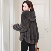 zqqz imported mink fur coat womens long hooded 2021 Winter new whole Marten mink coat 8024