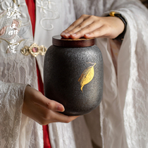 Zhu Pintang Ceramic Tea Tank Wooden Cover Tea Tank Large Household Sealed Storage Tank Black Tea Puer Small Tea Warehouse