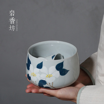 Yan Xiangfang hand-painted camellia tea washing ceramic washing tea slag bucket Cup washing Jianshui kung fu tea set water