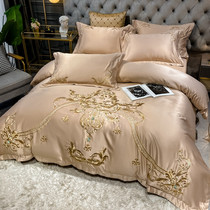 Light luxury European cotton four-piece set 100 cotton sheets luxury embroidery quilt cover 1 8m bedding 4