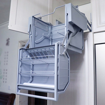 Hanging cabinet double body storage refrigerator top cabinet lifting basket large capacity lifting cabinet kitchen cabinet linkage lift