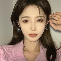 Retro vintage color crystal earrings personalized earrings unique design advanced sense c-ring earrings earrings earrings