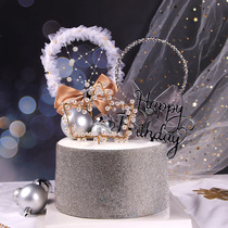 Cake Decoration Ins Iron Art Plugin Pearl Iron Wire Crown Lace Ring Plugin Birthday Cake Decoration Plugin